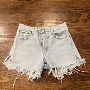Agolde Frayed Hem Light Wash Jean Shorts